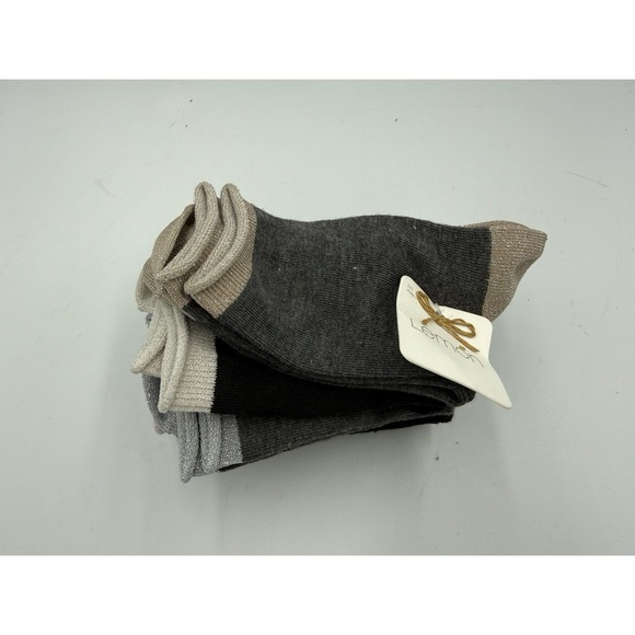 Lemon Accessories - Lemon Women's Sparkly Quarter Socks Gray Assortment One Size 5 Pack / Pairs NWT